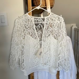 NWT Love, Bonito white sheer floral blouse with cami
